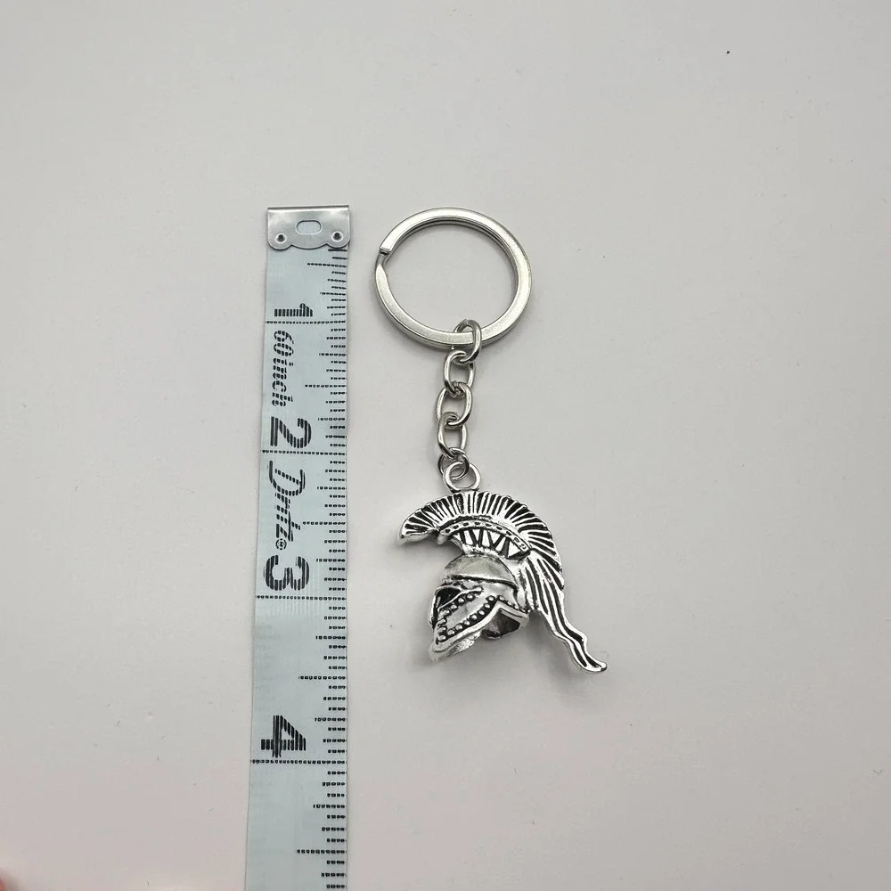 Vintage 90s‎ Silver Tone Spartan Warrior Helmet Keychain Greek Gladiator Jewelry